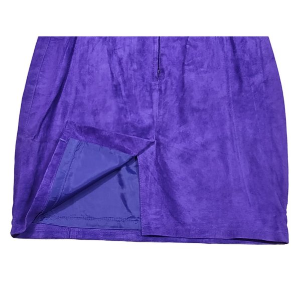 International Leather Collection Suede Pencil Skirt Royal Purple Large 11/12 - Picture 5 of 6